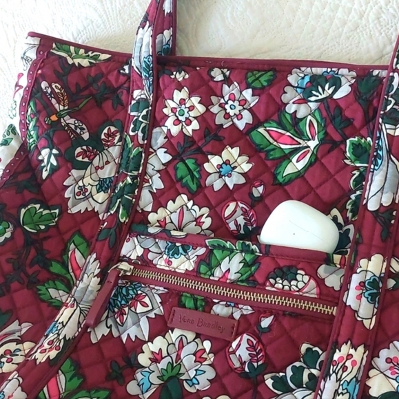 Vera Bradley HTF Bordeaux Blooms Iconic Tote - Picture 2 of 10